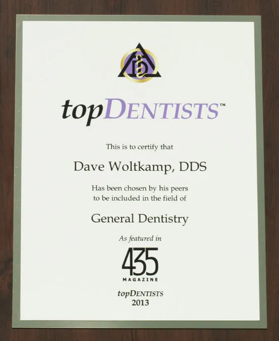 Dr. Woltkamp - 435 Magazine Top Dentists